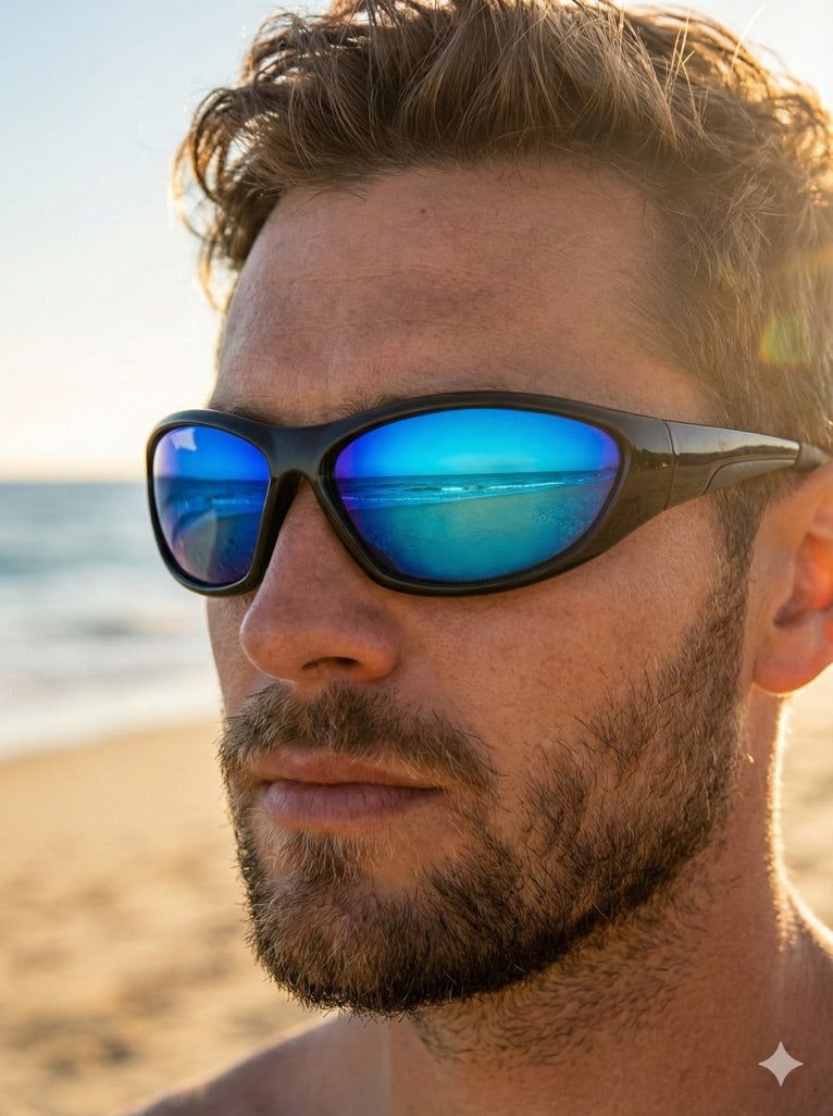 Polarized sport sunglasses - Black/Blue