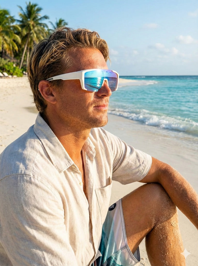 Polarized sport sunglasses - White/Blue